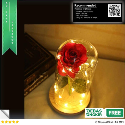 TaffHOME Lampu Meja Hias LED Mawar Beauty and The Beast Warm White AC01