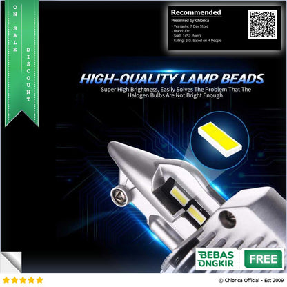 Fighter Lampu Depan Mobil LED Headlamp H4 CSP Cool White 80W 12V 2 PCS