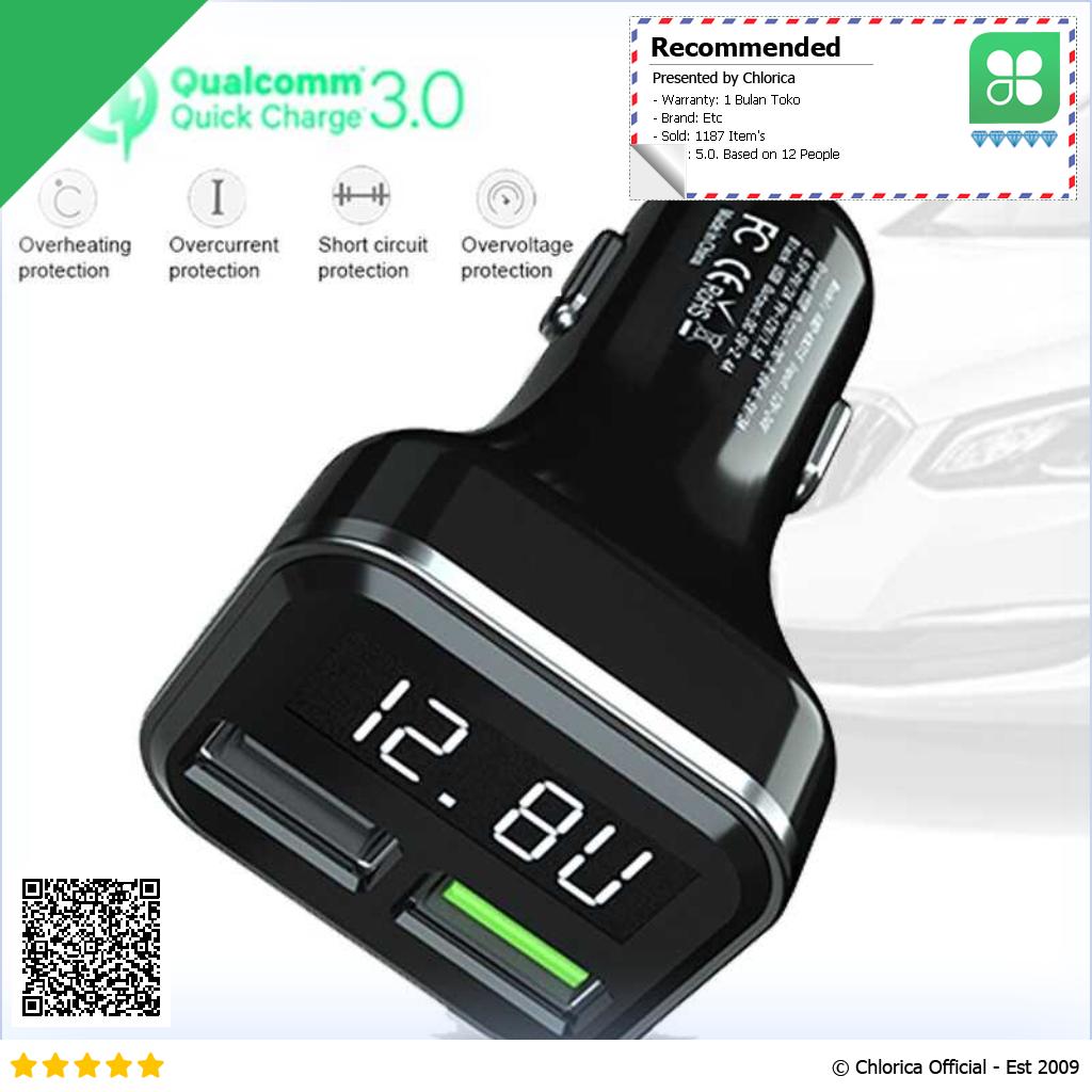 YPAY Car Charger Smartphone 2 Port 3.1A QC3.0 LCD Display KN315