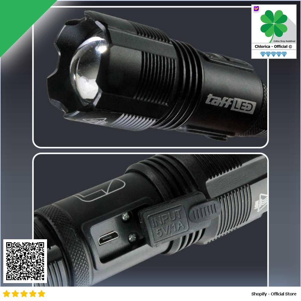 TaffLED Senter LED Tactical Flashlight Zoomable Head XHP70 400 Lumens P7