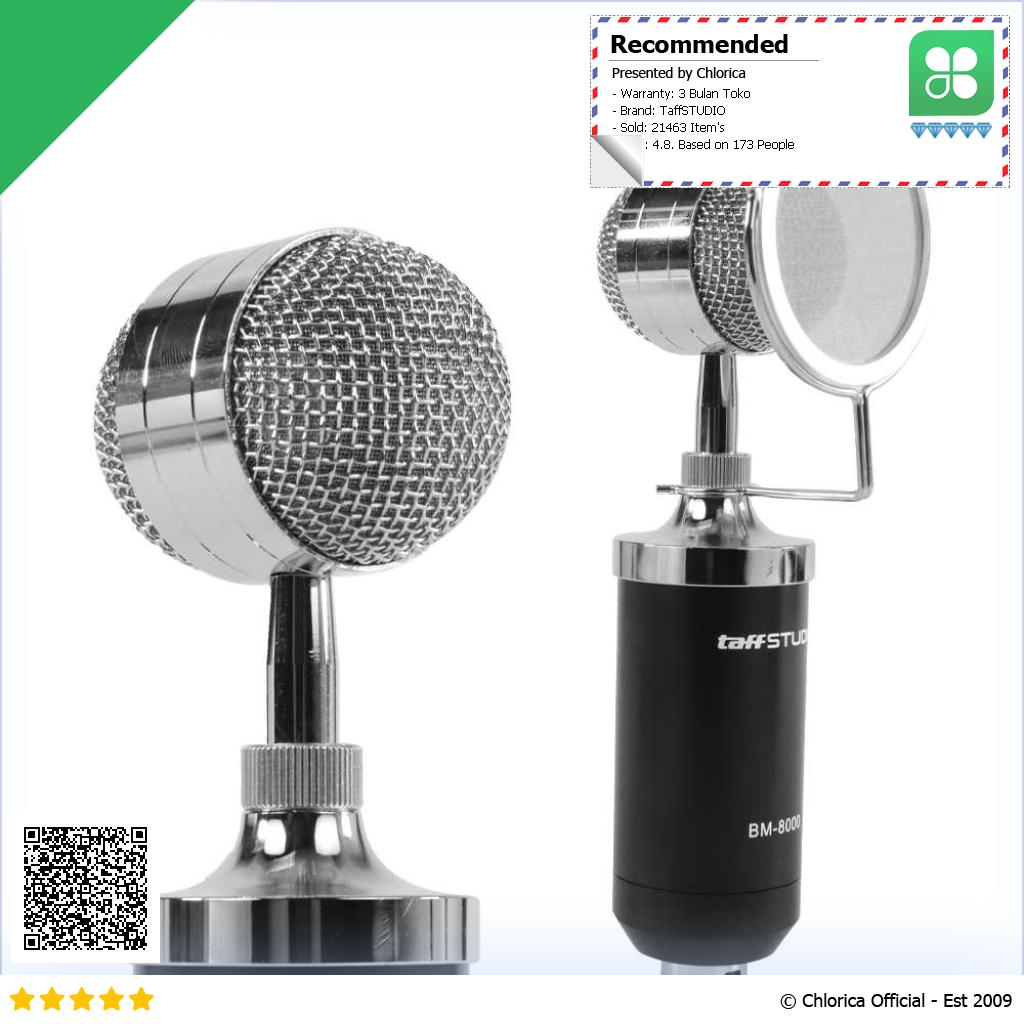 TaffSTUDIO Mikrofon Kondenser Studio Mic XLR with Shock Proof Mount BM 8000