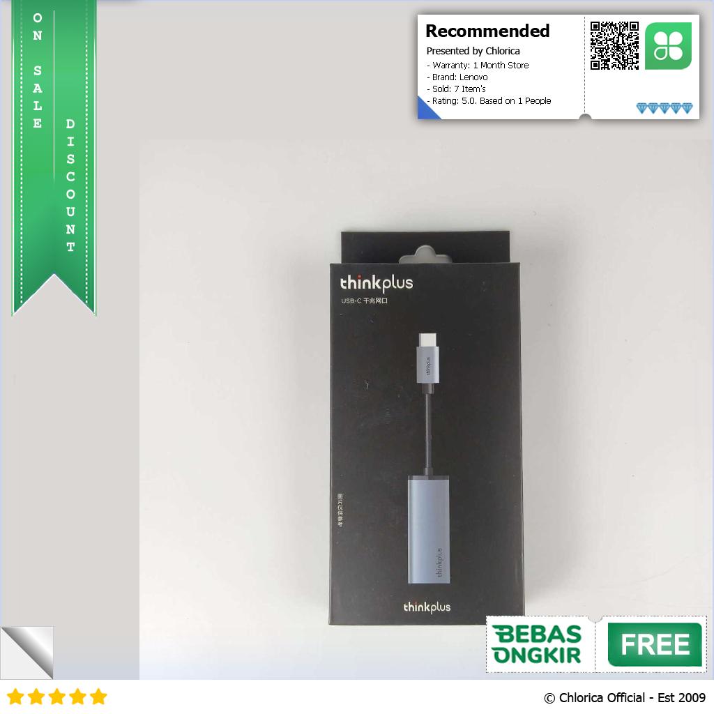 Lenovo Thinkplus USB Type C ke LAN RJ45 Ethernet Gigabit 1000Mbps LRC2