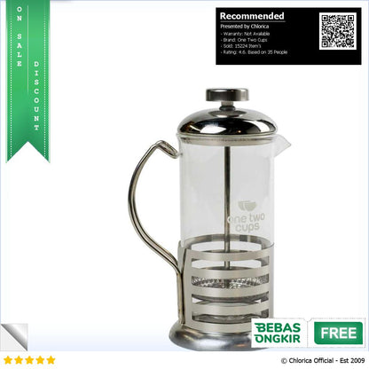 One Two Cups Teko Kopi French Press Coffee Maker Pot 350ml KG72I