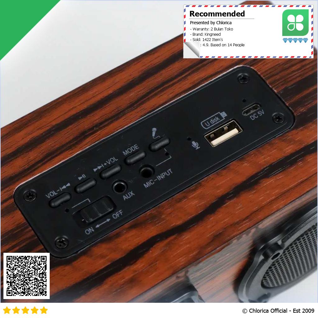 Kingneed Bluetooth Speaker FM Radio Wood Design S409