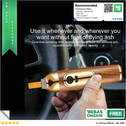 CARFUN Asbak Rokok Portable Pipe Smoking Rechargeable with Lighter CR65