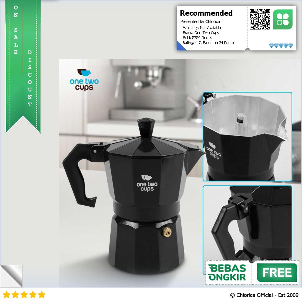 One Two Cups Teko Kopi Moka Pot Espresso Coffee Maker Stovetop Filter MX001