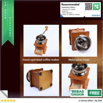 Mrosaa Alat Penggiling Kopi Manual Coffee Grinder Wood Adjustable 16290