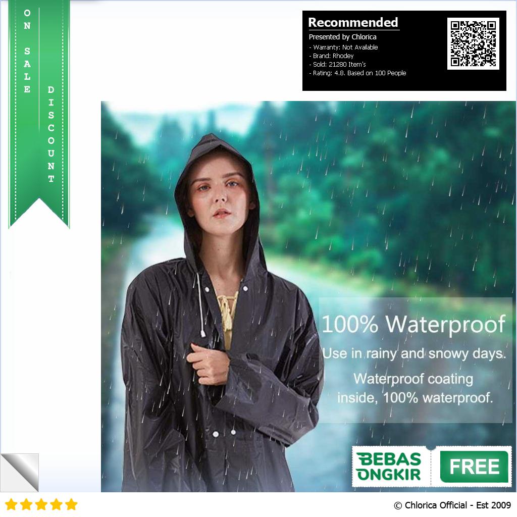 Rhodey Jas Hujan Portable Raincoat Poncho EVA All Size with Hood TY876