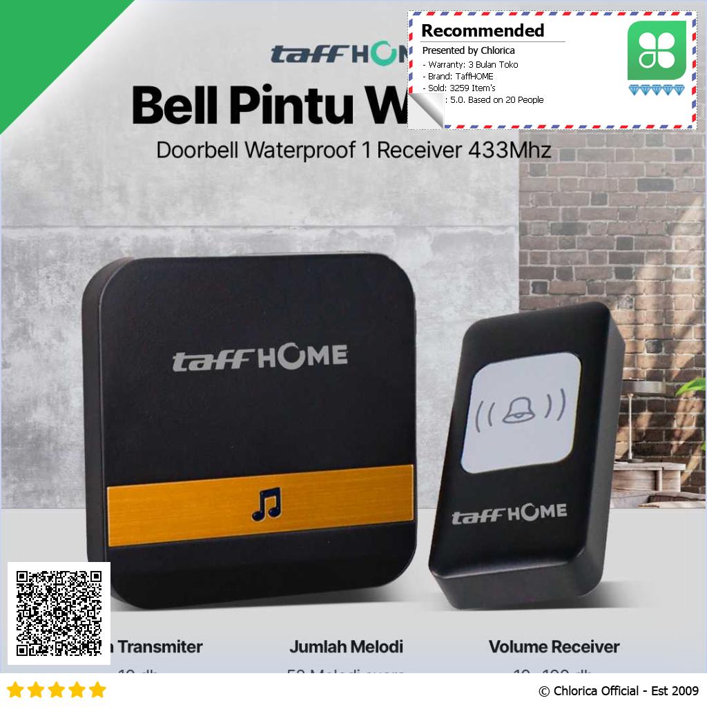 TaffHOME Bell Pintu Wireless Doorbell Waterproof 1 Receiver 433Mhz A9