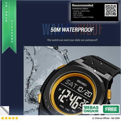 SKMEI Jam Tangan Pria Digital Sport Watch Alarm EL Light Waterproof 2023