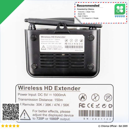 PAKITE AV Sender Wireless Transmitter Receiver 2.4GHz 150M BIN 850