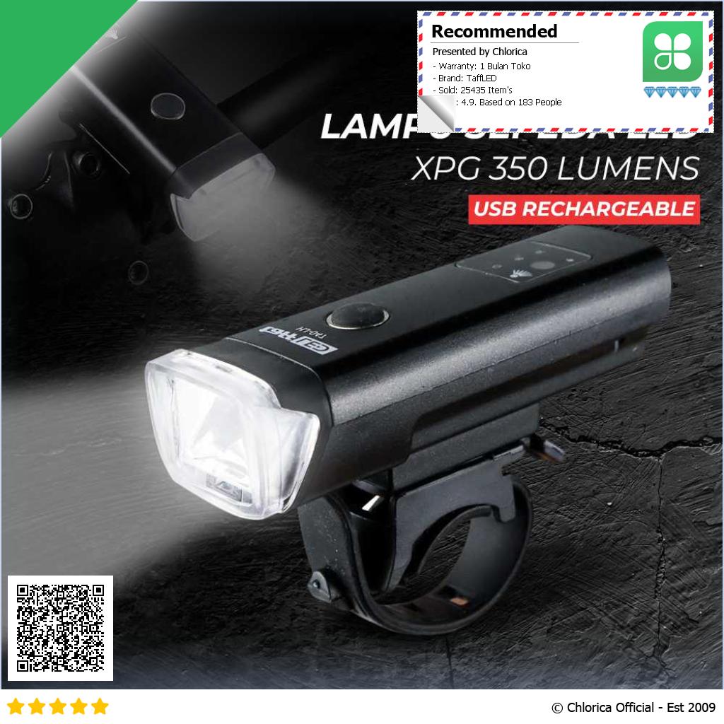 TaffLED Lampu Depan Sepeda Bike Light USB Recharge LED XPG 350 Lumens HJ 047