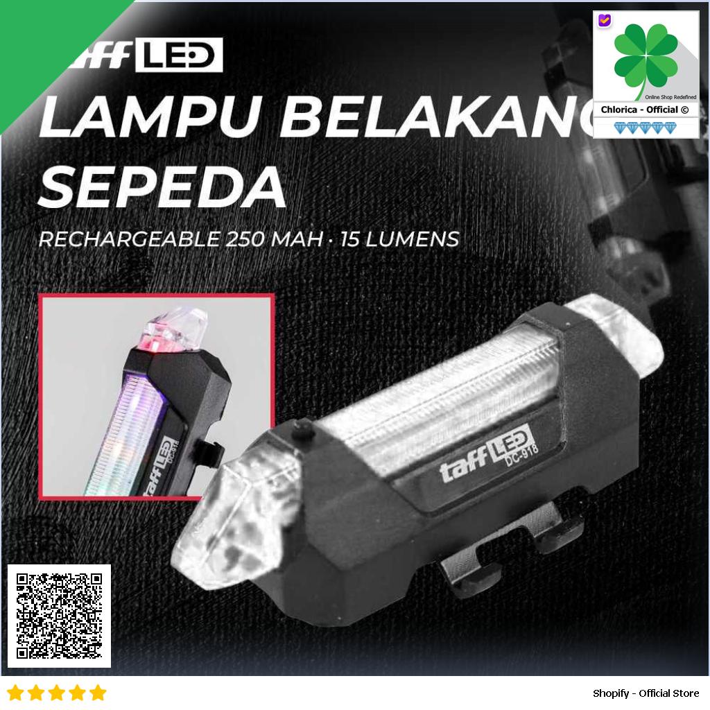 TaffLED Lampu Belakang Sepeda Bicycle Light USB Rechargeable 15 Lumens DC 918