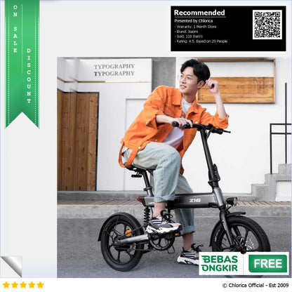 Xiaomi HIMO Z16 Sepeda Listrik Lipat Folding Bike Moped 36V 250W 80KM