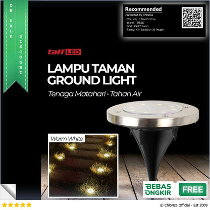 TaffLED Lampu Taman Hias Tanam Ground Light Solar Waterproof 8 LED CL 022