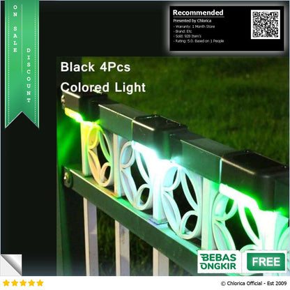 YANKE Lampu Taman Hias Pagar Balustrade Light Solar IP65 RGB 4 PCS YA80