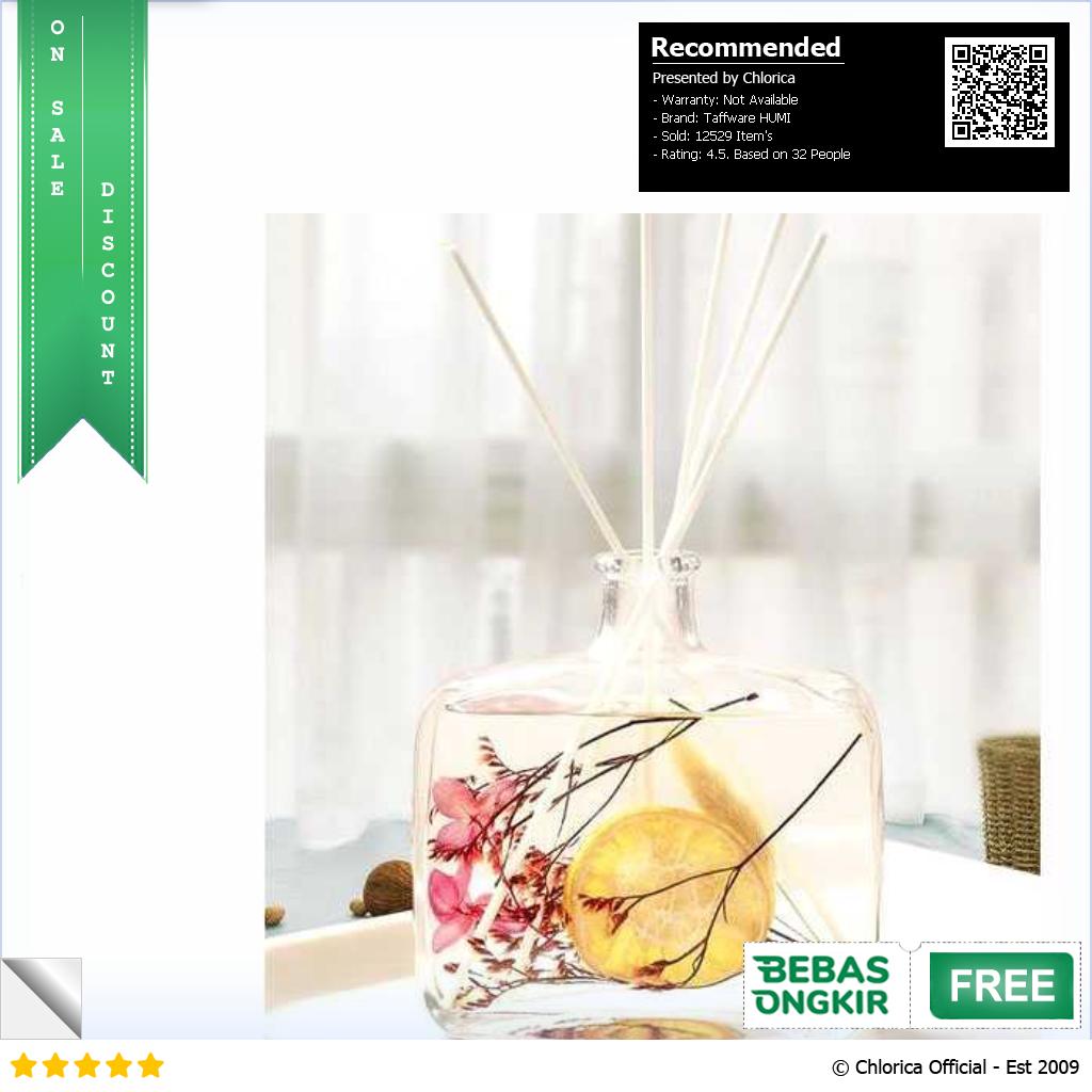 Taffware HUMI Pengharum Ruangan Reed Diffuser with Cotton Sticks 100ml DF 200