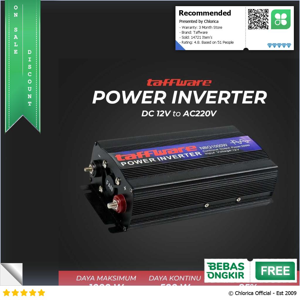 Taffware Power Inverter Mobil Pure Sine Wave DC 12V to AC 220V 1000W NBQ1000W