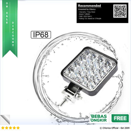 TaffLED Lampu Sorot Tembak Mobil LED Floodlight IP68 Cool White 48W D841