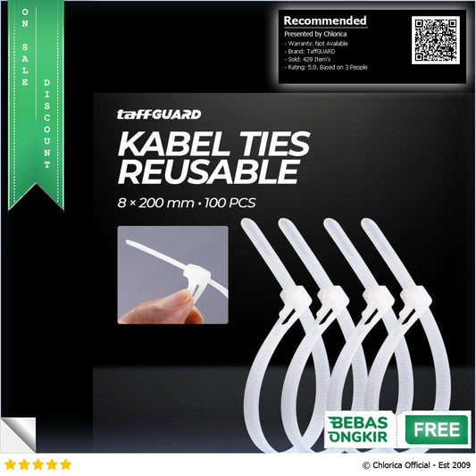 TaffGUARD Kabel Ties Cable Organizer Reusable 8 x 200 mm 100 PCS NL8