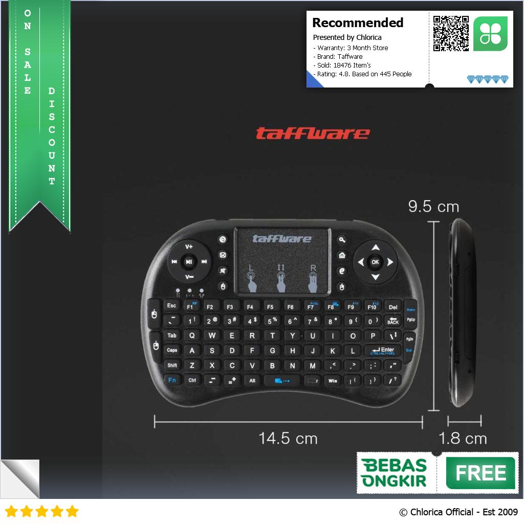 Taffware Mini Keyboard Touch Pad Wireless 2.4 GHz i8