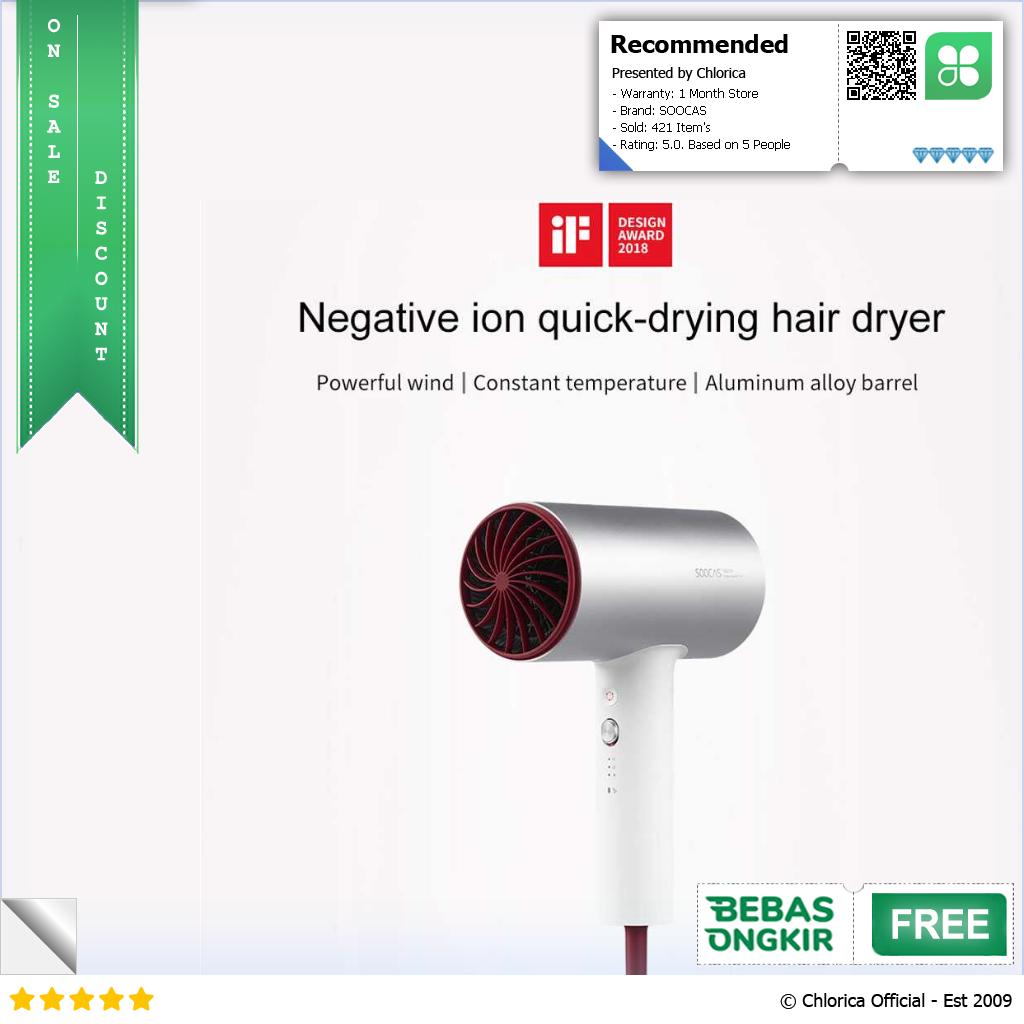 SOOCAS Hair Dryer Pengering Rambut Ion Negatif 1800W H5