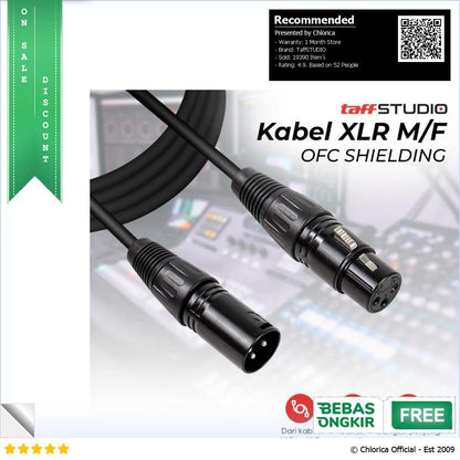 TaffSTUDIO Kabel XLR M F OFC Microphone Karaoke Shielded BOF30