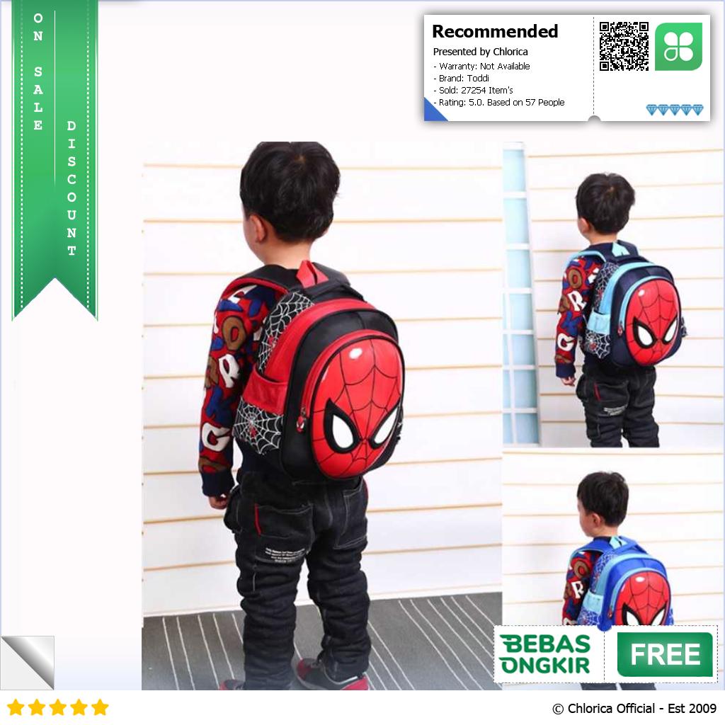 Toddi Tas Ransel Sekolah Anak Backpack Model Spiderman 1801