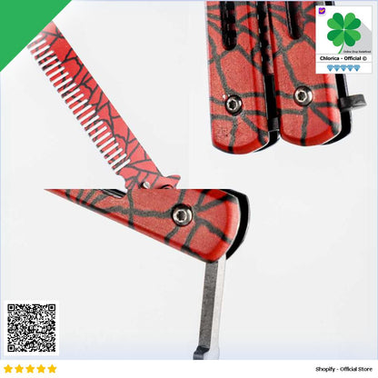 Alloet Pisau Lipat Sisir Besi Butterfly Balisong Training Knife LF 989