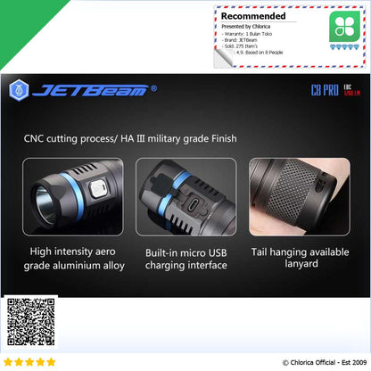 JETBeam Tactical Senter LED Cree SST40 1200 Lumens 230m C8 Pro