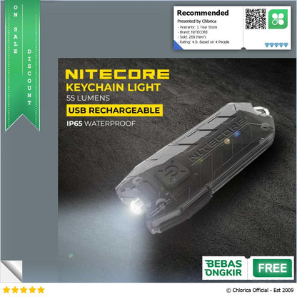 NITECORE Tiny Series USB Rechargeable Keychain Light 55 Lumens Tube V2.0