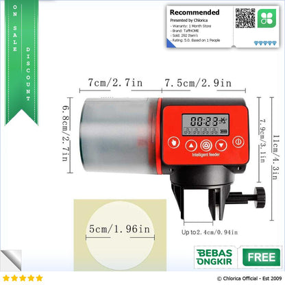 TaffHOME Dispenser Makanan Ikan Otomatis Fish Feeder Timer 200ml CY 039