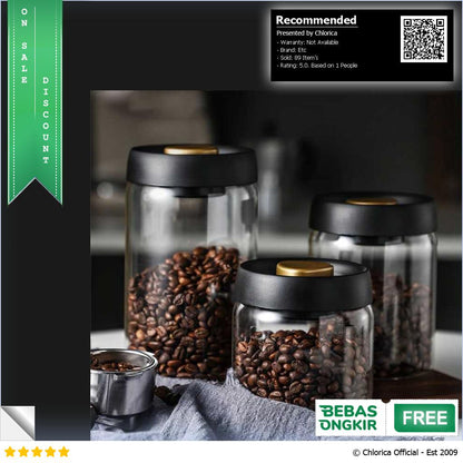 Seluna Toples Kaca Biji Kopi Coffee Beans Vacuum Sealed Air Tight Lid SE41