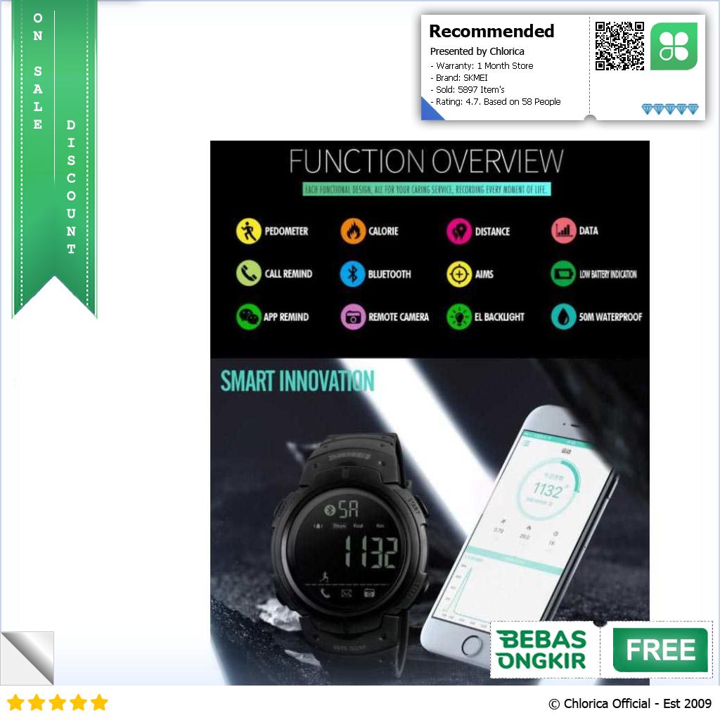 SKMEI Jam Tangan Olahraga Smartwatch Bluetooth 1301