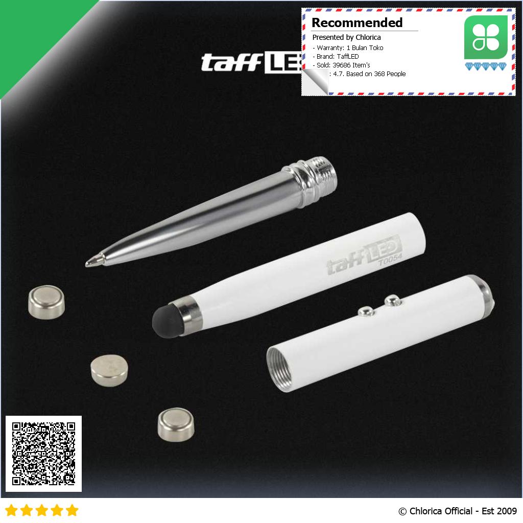 TaffLED Pulpen 4 in 1 Senter Laser Pointer Pen dan Stylus Tinta Hitam T0054