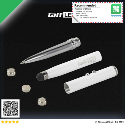 TaffLED Pulpen 4 in 1 Senter Laser Pointer Pen dan Stylus Tinta Hitam T0054