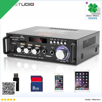 TaffSTUDIO Bluetooth EQ Audio Amplifier Karaoke Home Theater FM 600W AV 298BT