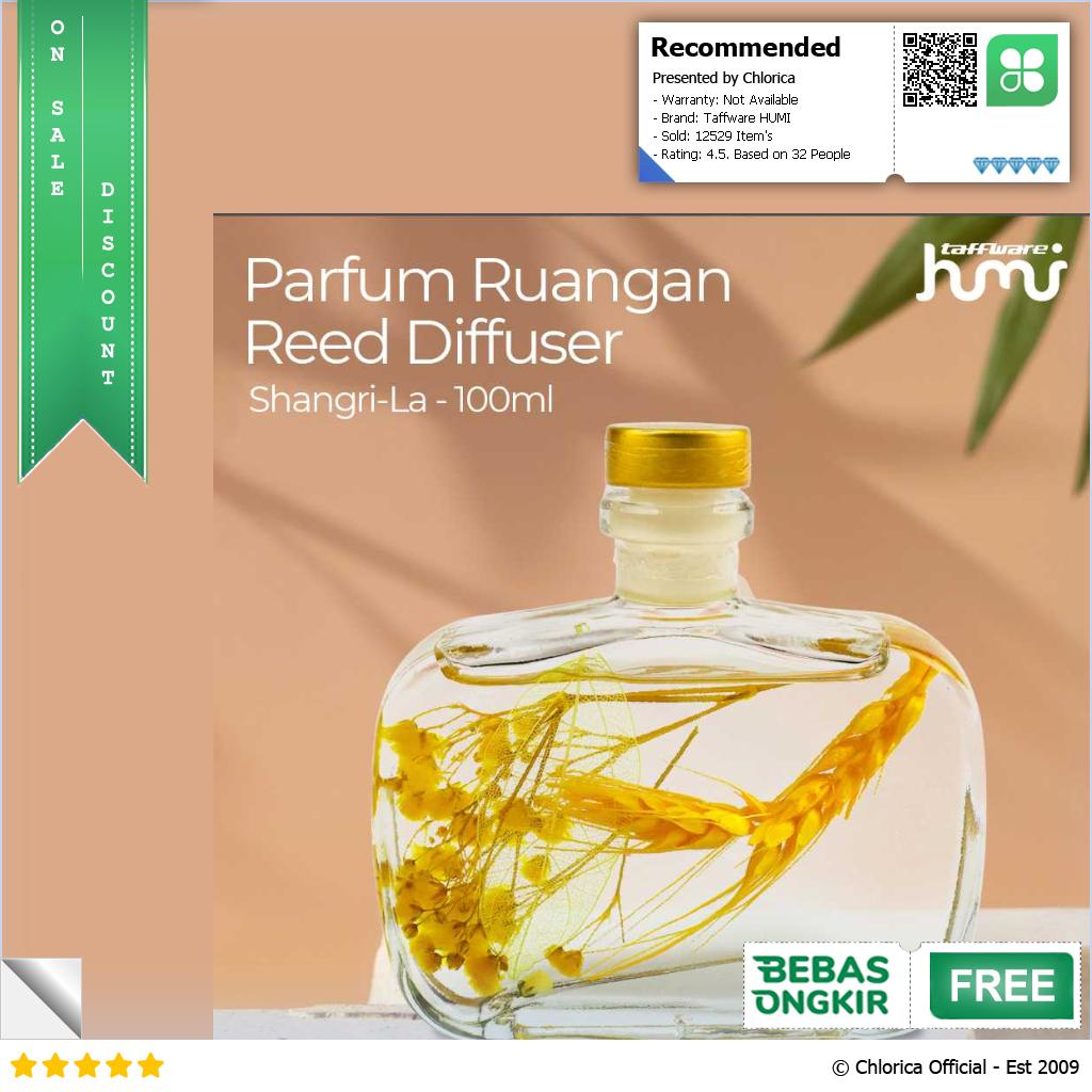 Taffware HUMI Pengharum Ruangan Reed Diffuser with Cotton Sticks 100ml DF 200