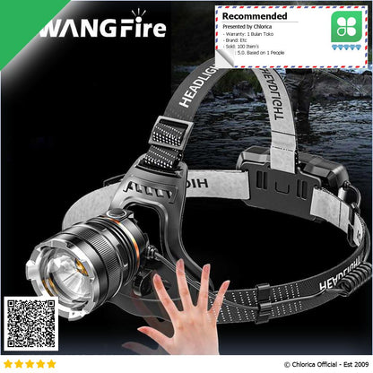 XIWANGFire Senter Kepala Headlamp LED XHP50 Rechargeable IPX4 20W F 5420