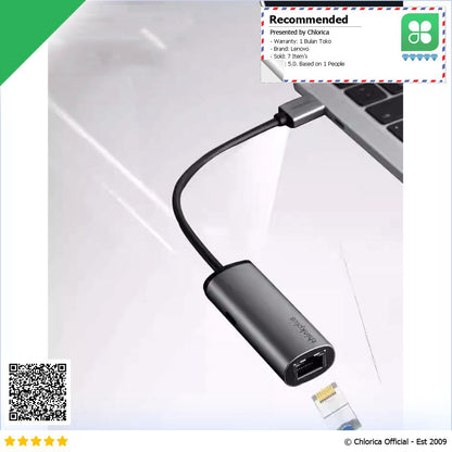 Lenovo Thinkplus USB Type C ke LAN RJ45 Ethernet Gigabit 1000Mbps LRC2