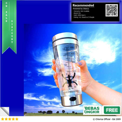 LASKSTIRMUG Botol Minum Protein Shaker Electric Bottle BPA Free 480ml 1505