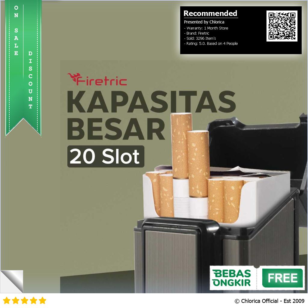 Firetric Focus Kotak Rokok 20 Slot dengan Korek Elektrik Pyrotechnic JD YH071