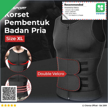 TaffSPORT Korset Pembentuk Badan Pria Waist Fat Burner Double Velcro MWL10