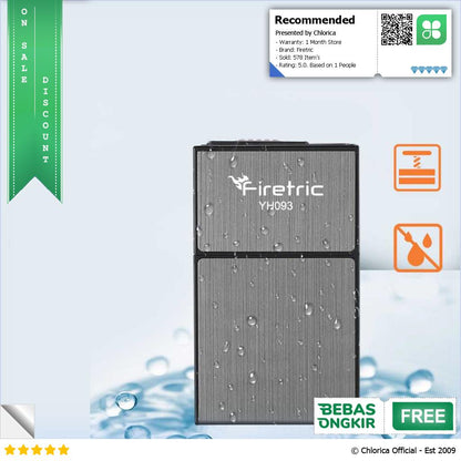 Firetric Kotak Rokok 20 Slot dengan Korek Elektrik Plasma YH093