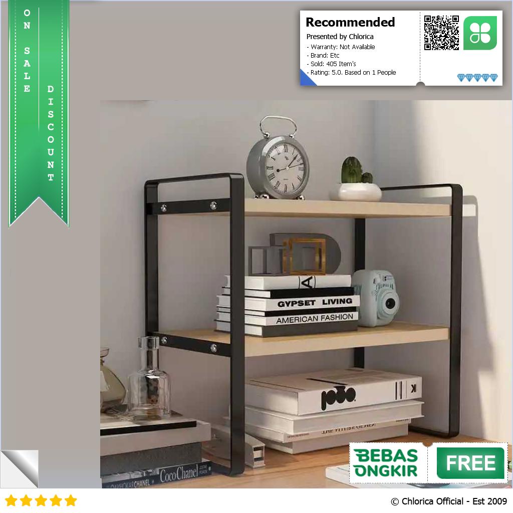 AOLIVIYA Rak Buku Minimalis DIY Table Bookshelf Organizer Double Layer AO40