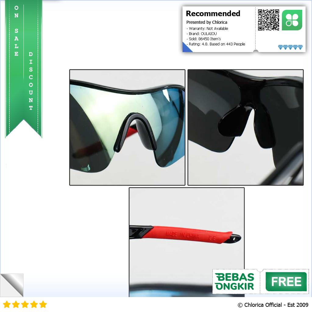 OULAIOU Kacamata Sepeda Lensa Mercury Cycling Sunglasses 9181