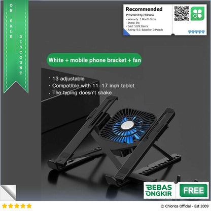 Centechia Portable Laptop Stand Foldable 13 Level with Cooling Fan CT1310