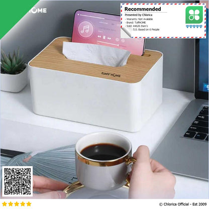 TaffHOME Kotak Tisu Kayu Tissue Box dengan Holder Smartphone ZJ008