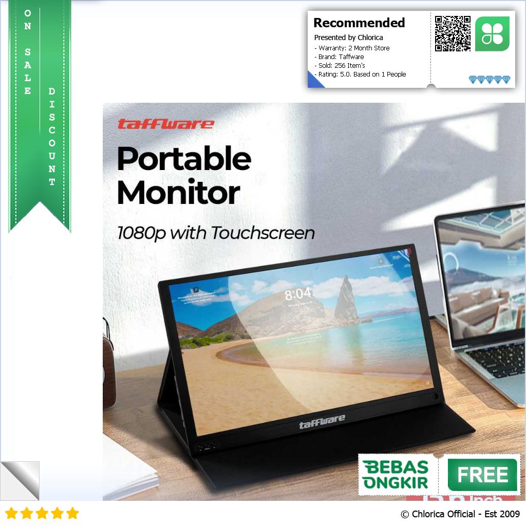 Taffware Portable Monitor FHD 15.6 Inch 1080p with Touchscreen