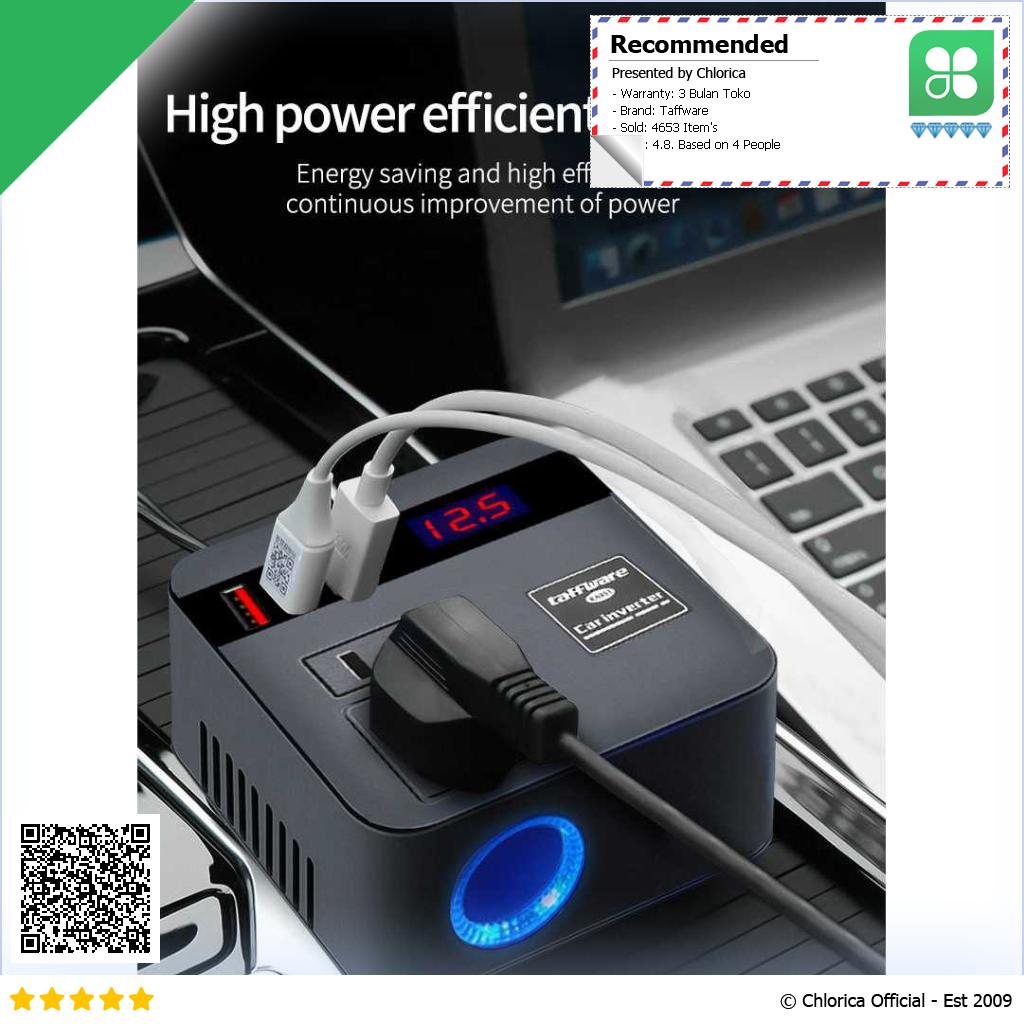 Taffware Car Power Inverter Konverter USB Charging 12 24V 100W EA851